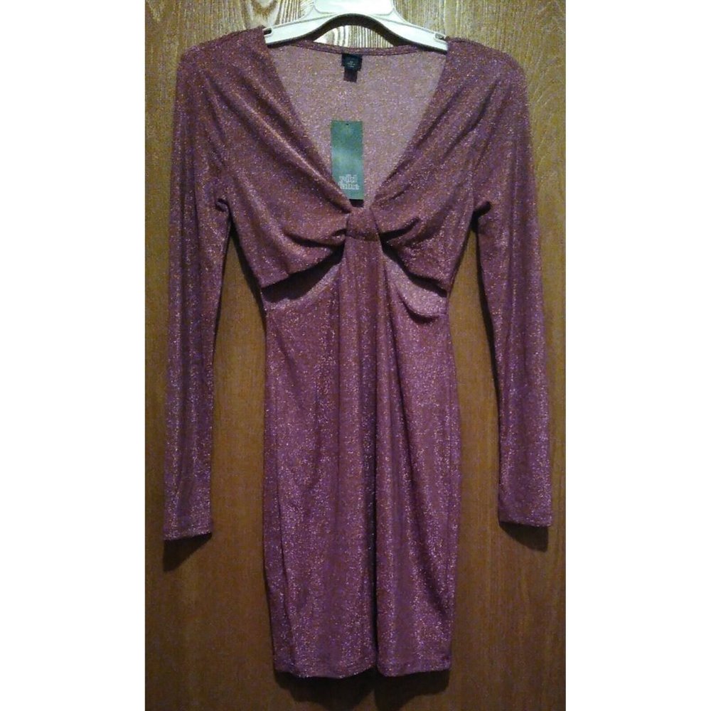 Wild Fable Size XS Cutout Metallic Mauve Bodycon Sheath Dress Sweetheart Neck